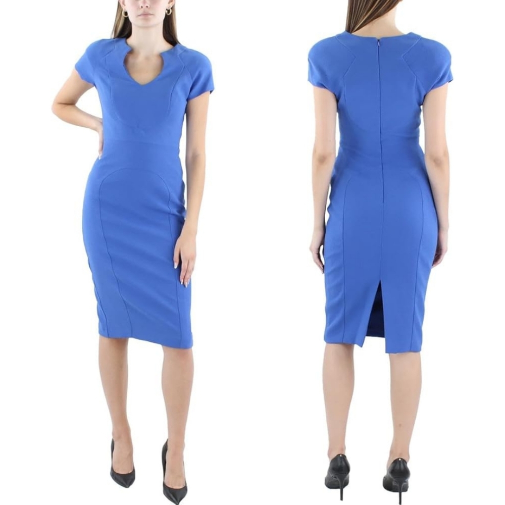 Black Halo Cobalt Blue Fitted Sheath Dress